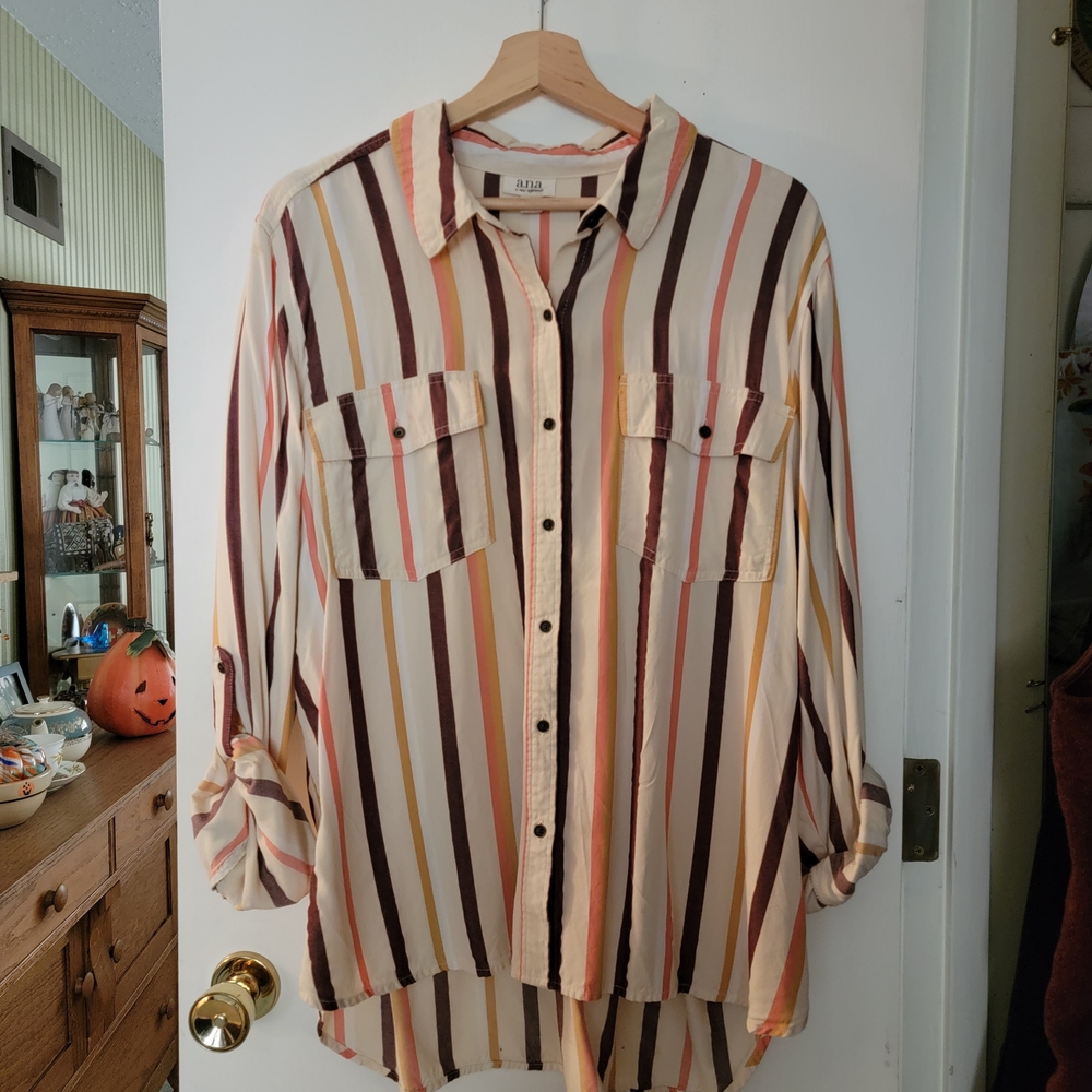 a.n.a Multicolor Striped Button Down Shirt
